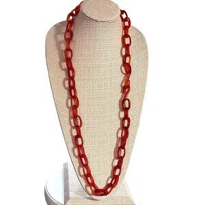 Vintage CHIC Womens Necklac eDark Honey Amber Lucite Link Necklace Neat Hook Cla